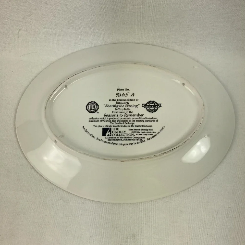 The Bradford Exchange JANUARY Sharing The Evening Plate Seasons to Remember 1999